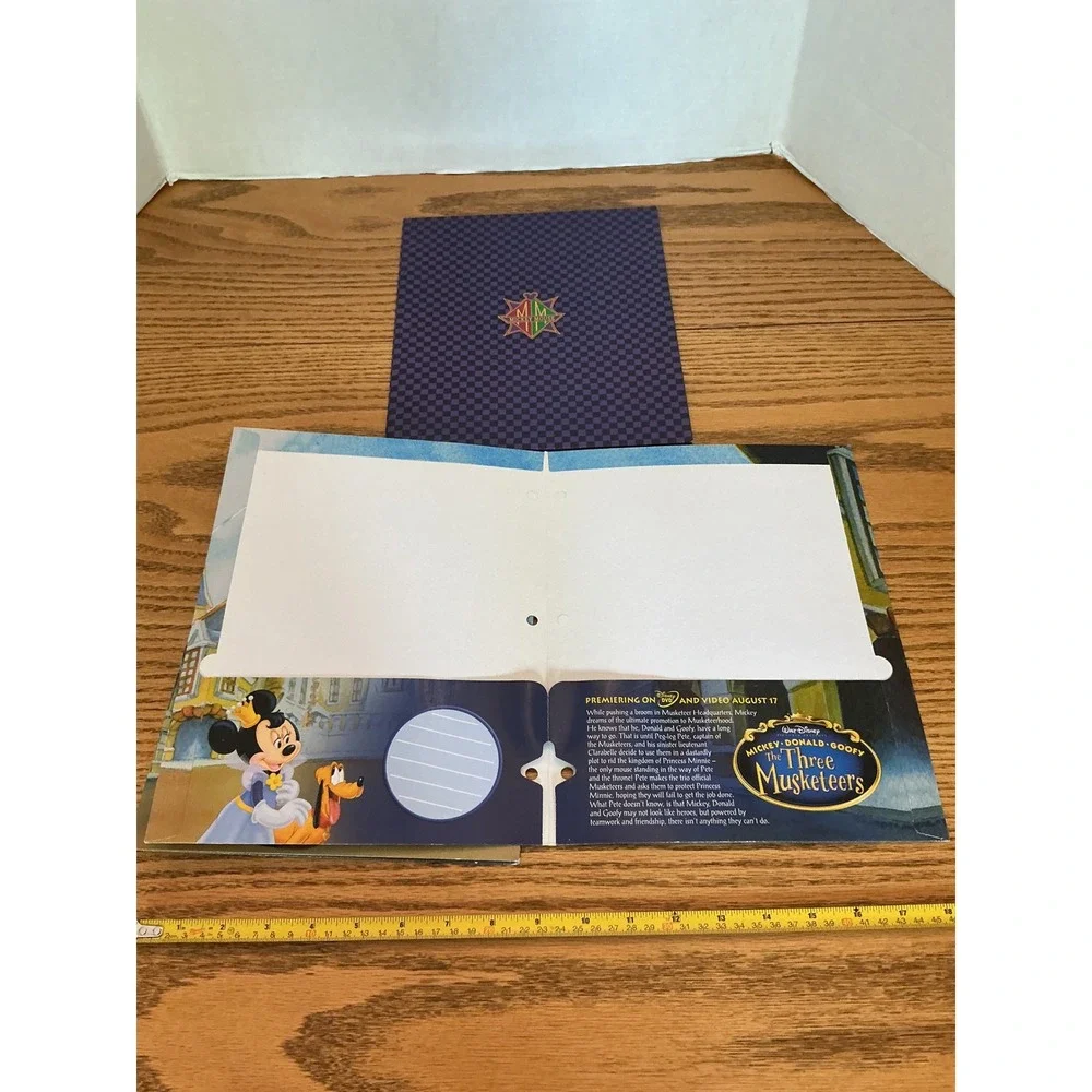 Disney Mickey Donald Goofy The Three Musketeers 2 Pocket Folders Set of 3 Purple